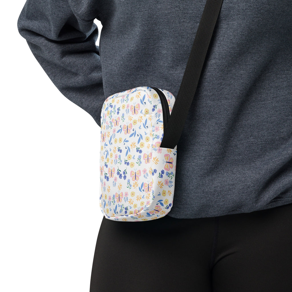 Butterfly Floral Crossbody Bag – Water Resistant Mini Purse With Adjustable Strap & Pockets