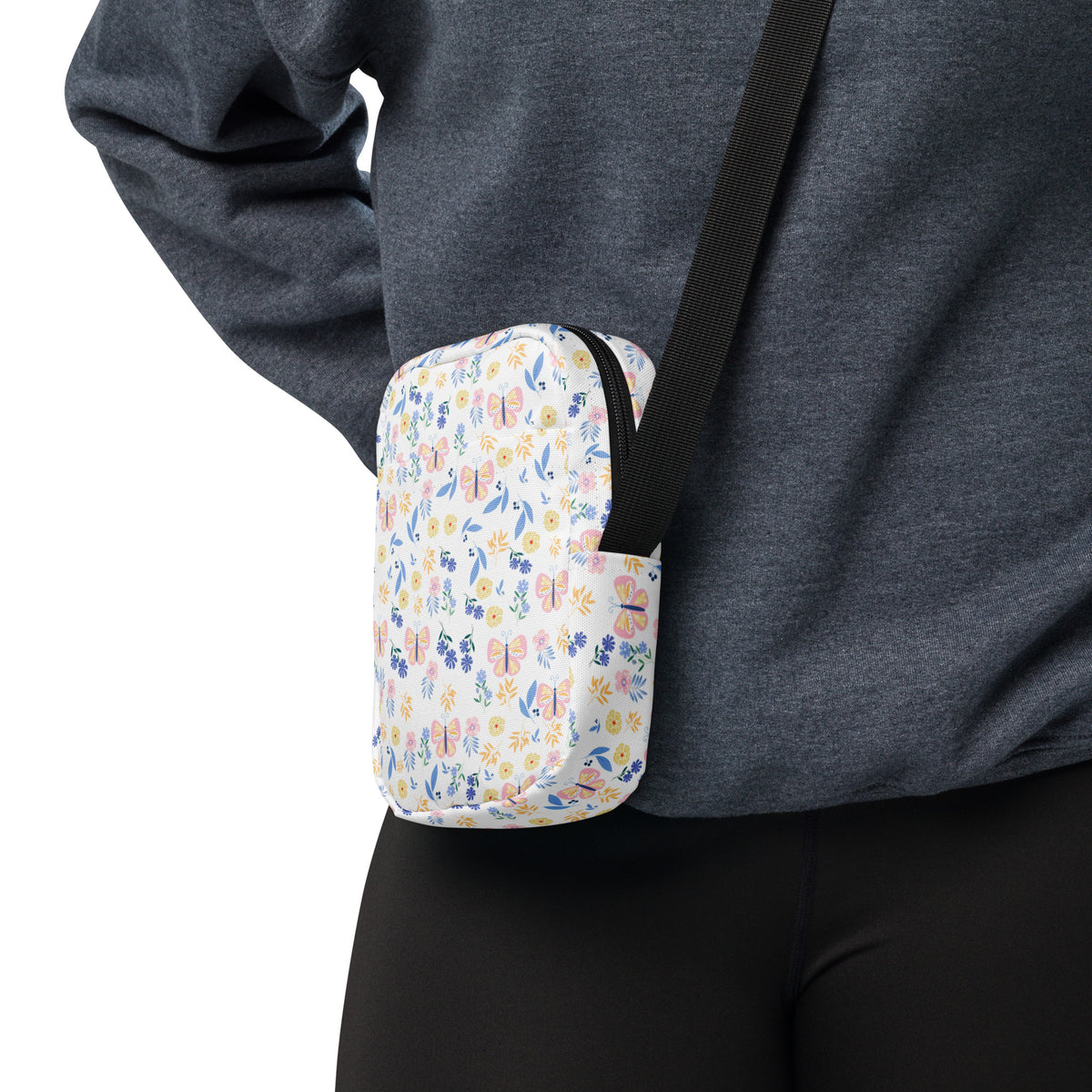 Butterfly Floral Crossbody Bag – Water Resistant Mini Purse With Adjustable Strap & Pockets