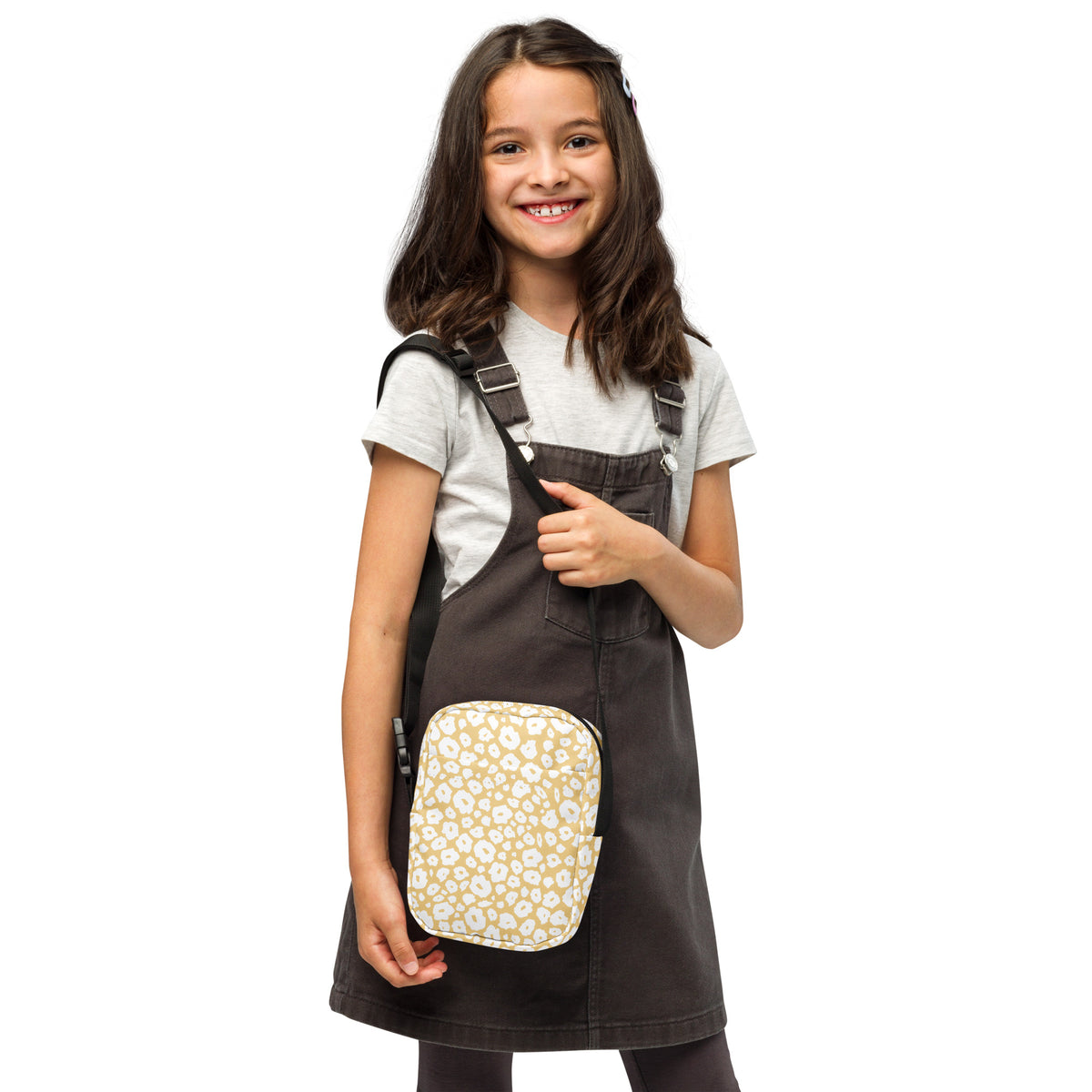Girls Light Yellow Leopard Crossbody Bag – Water Resistant Mini Purse With Adjustable Strap & Pockets