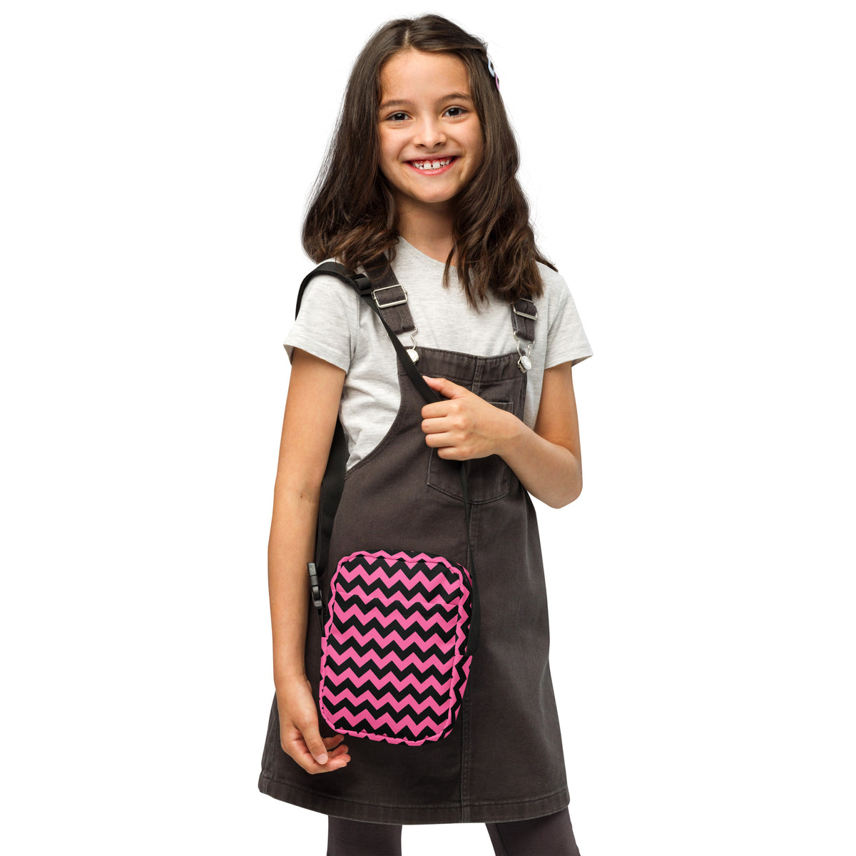 Girls Pink Chevron Halloween Crossbody Bag – Water Resistant Mini Purse With Adjustable Strap & Pockets