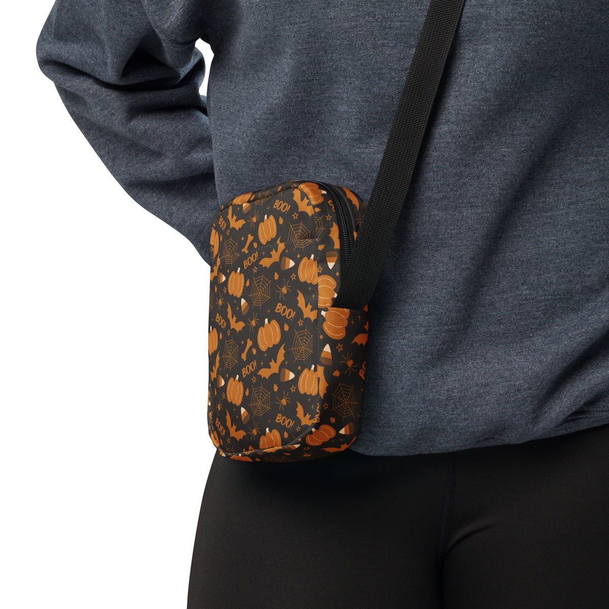 Dark Orange Halloween Crossbody Bag – Water Resistant Mini Purse With Adjustable Strap & Pockets
