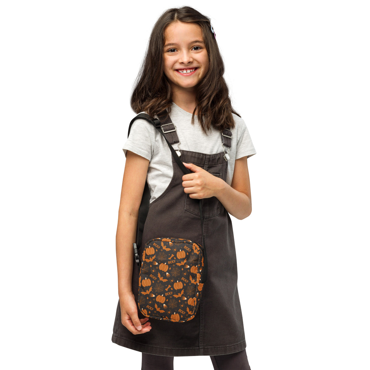 Girls Dark Orange Halloween Crossbody Bag – Water Resistant Mini Purse With Adjustable Strap & Pockets