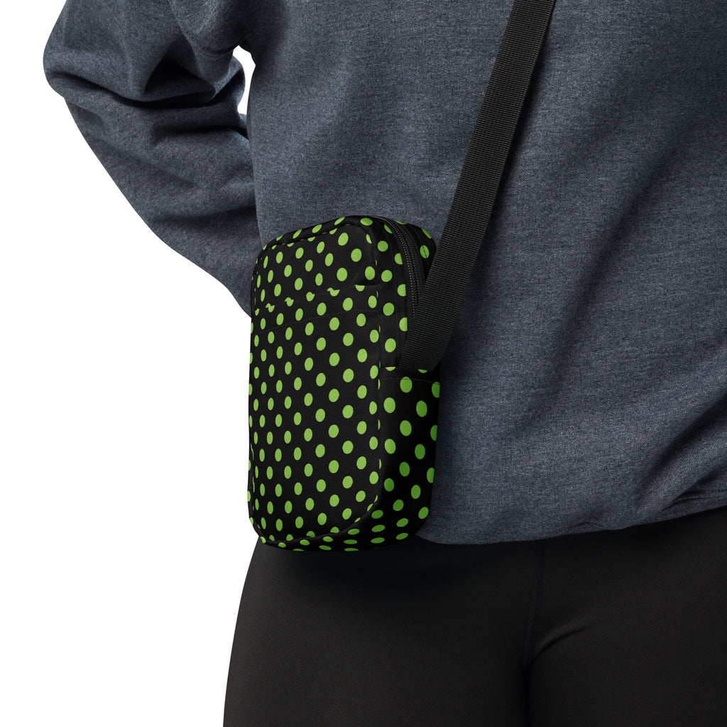 Green Polka Dot Halloween Crossbody Bag – Water Resistant Mini Purse With Adjustable Strap & Pockets