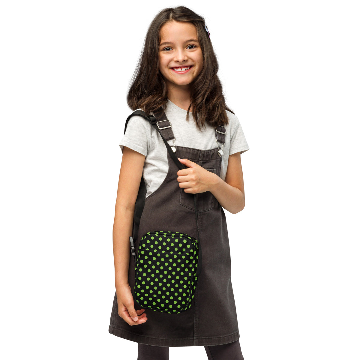 Girls Green Polka Dot Halloween Crossbody Bag – Water Resistant Mini Purse With Adjustable Strap & Pockets