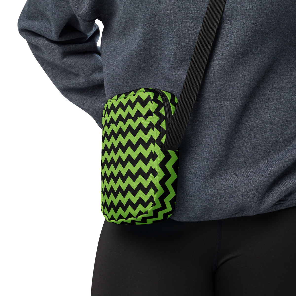 Green Chevron Halloween Crossbody Bag – Water Resistant Mini Purse With Adjustable Strap & Pockets