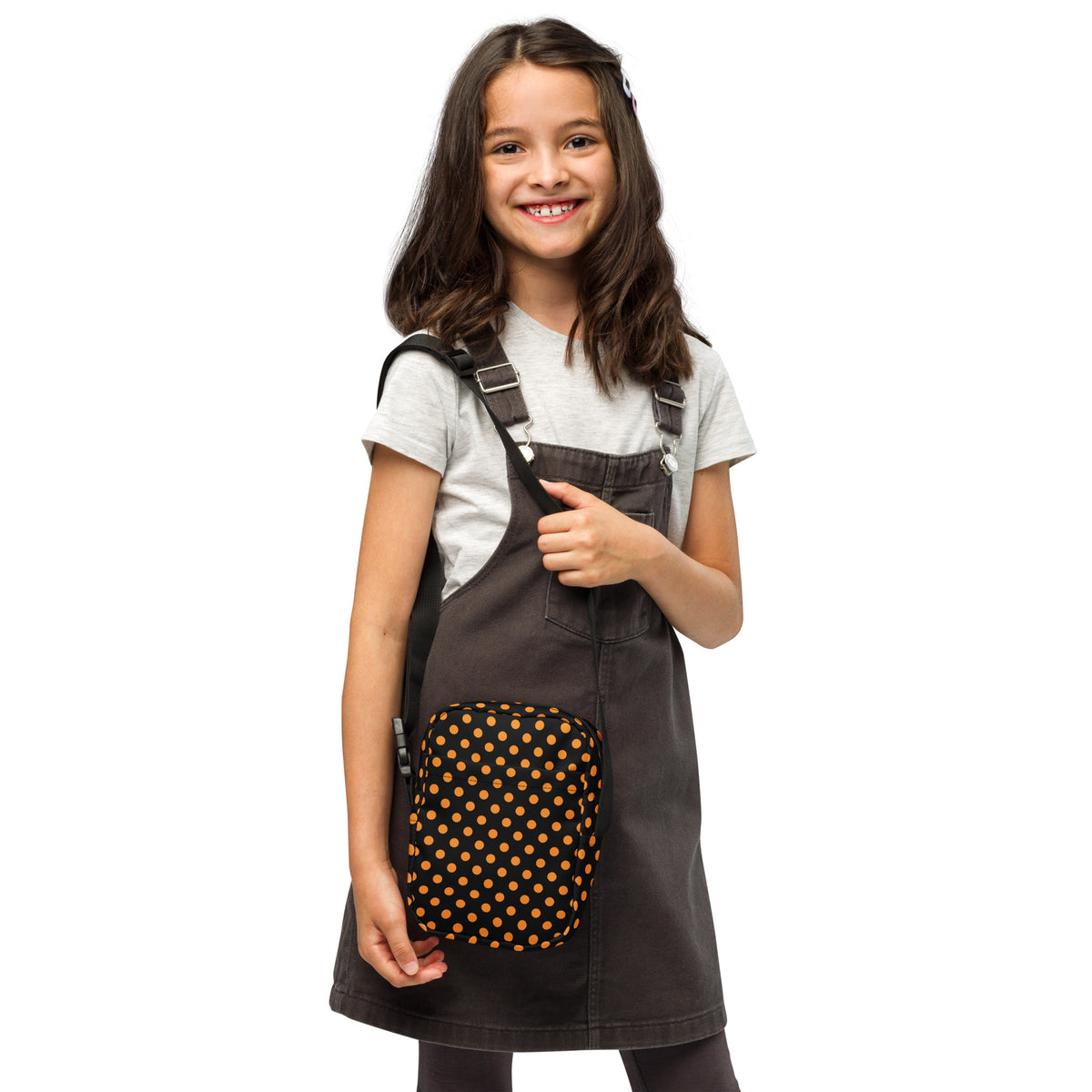 Girls Orange Polka Dot Halloween Crossbody Bag – Water Resistant Mini Purse With Adjustable Strap & Pockets