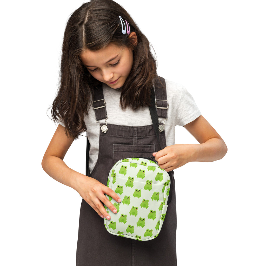 Girls Green Frog Crossbody Purse