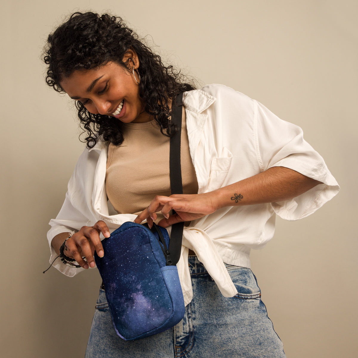 Realistic Galaxy Crossbody Bag – Water Resistant Mini Purse With Adjustable Strap & Pockets