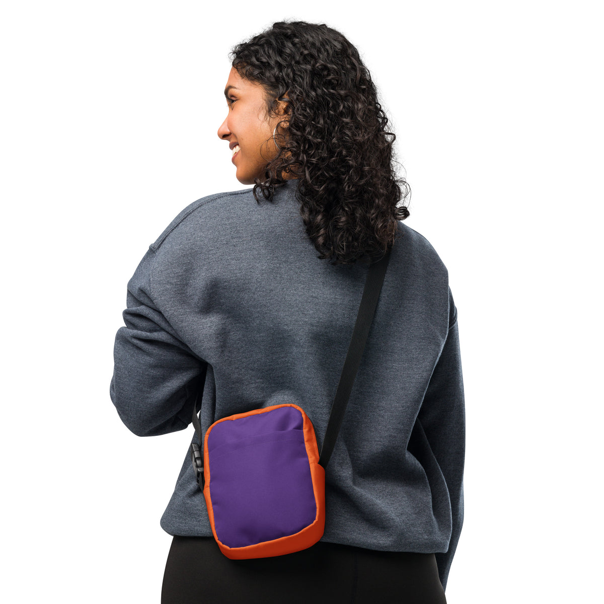 Purple & Orange Halloween Crossbody Bag – Water Resistant Mini Purse With Adjustable Strap & Pockets