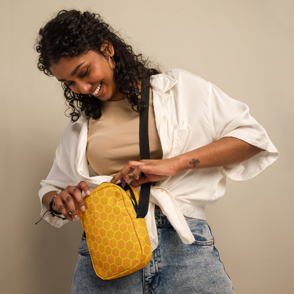 Honeycomb Crossbody Bag – Water Resistant Mini Purse With Adjustable Strap & Pockets