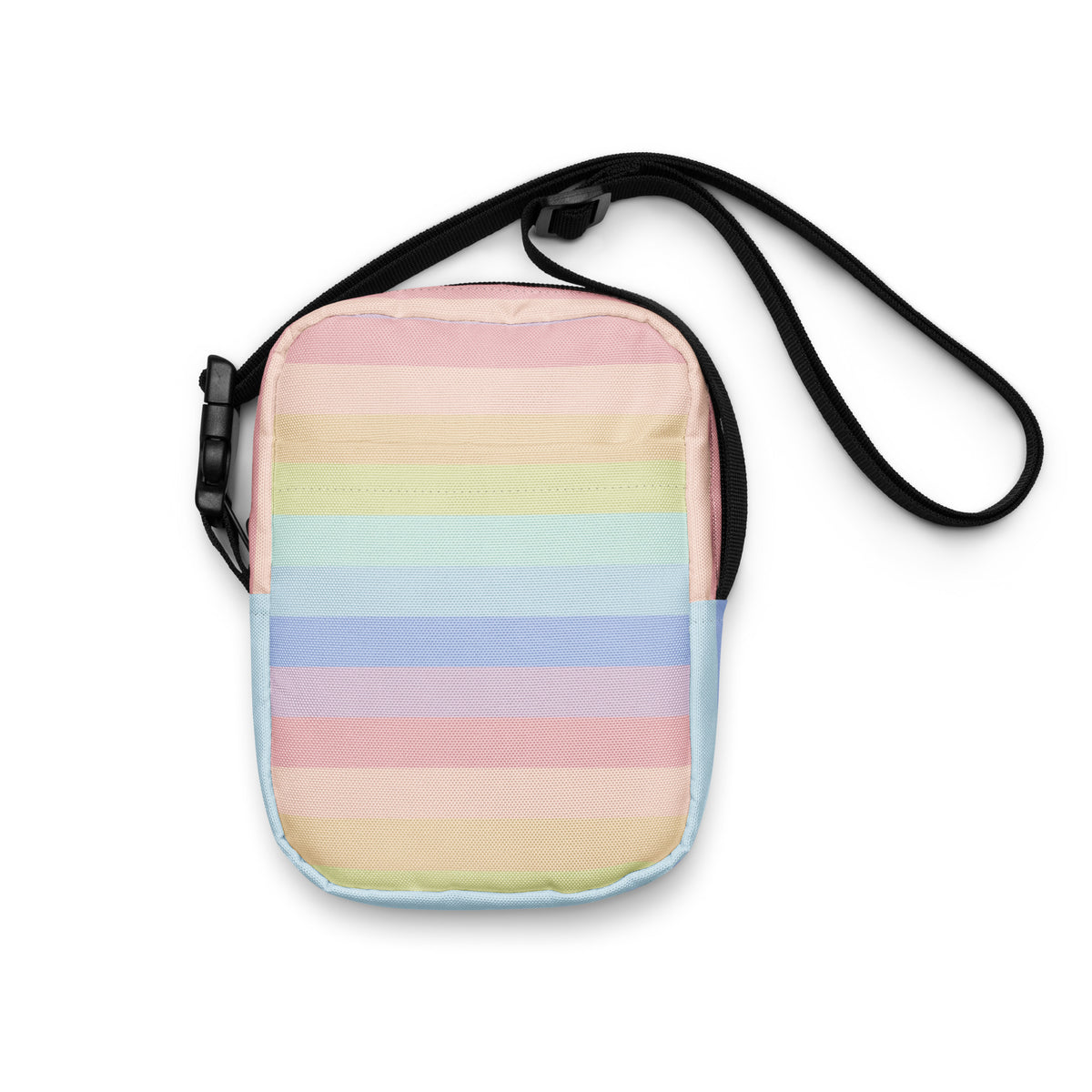 Pastel Rainbow Stripes Crossbody Bag – Water Resistant Mini Purse With Adjustable Strap & Pockets