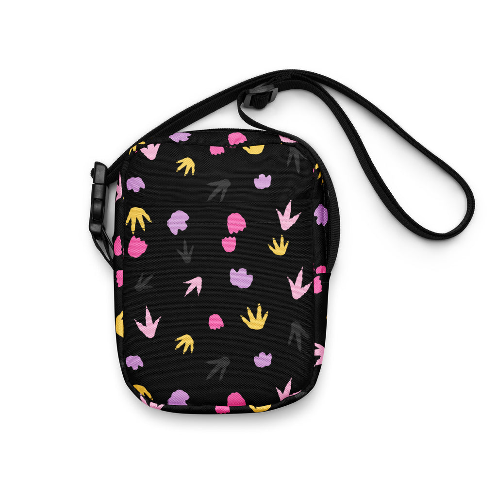 Girls Colorful Dinosaur Footprints Crossbody Bag – Water Resistant Mini Purse With Adjustable Strap & Pockets