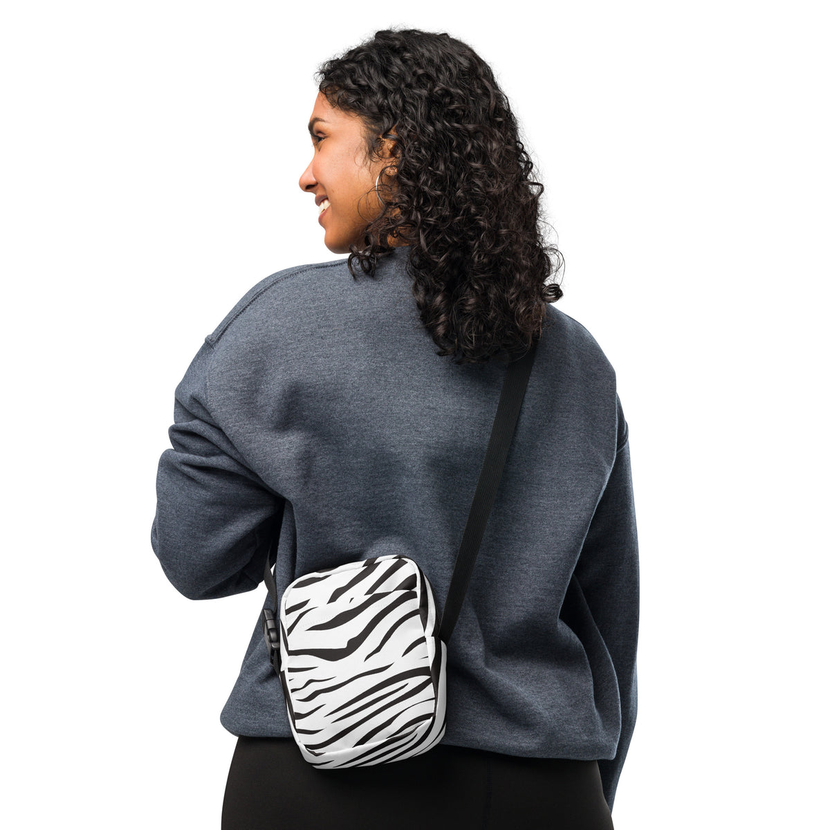 Zebra Print Crossbody Bag – Water Resistant Mini Purse With Adjustable Strap & Pockets