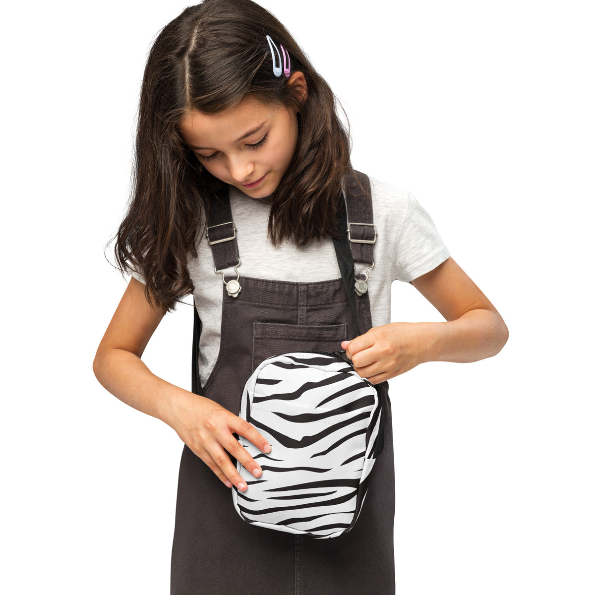 Girls Zebra Print Crossbody Bag – Water Resistant Mini Purse With Adjustable Strap & Pockets