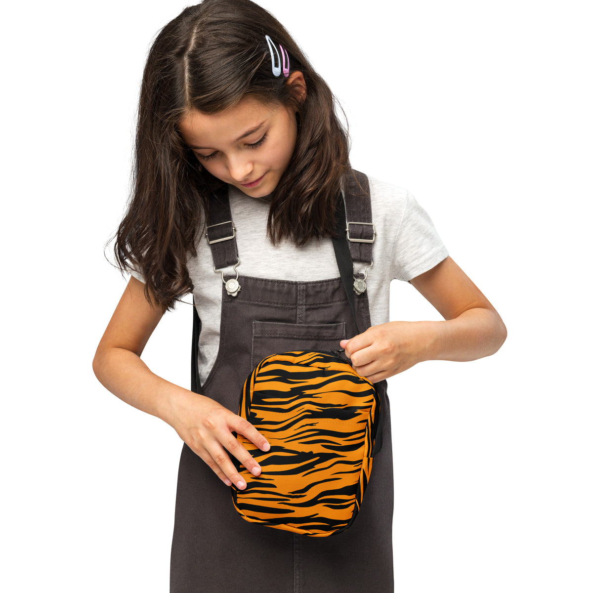 Girls Tiger Print Crossbody Bag – Water Resistant Mini Purse With Adjustable Strap & Pockets