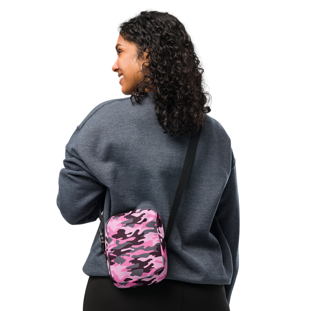 Pink Camouflage Crossbody Bag – Water Resistant Mini Purse With Adjustable Strap & Pockets