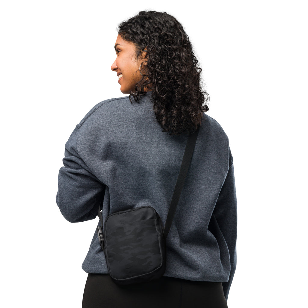 Black Camouflage Crossbody Bag – Water Resistant Mini Purse With Adjustable Strap & Pockets