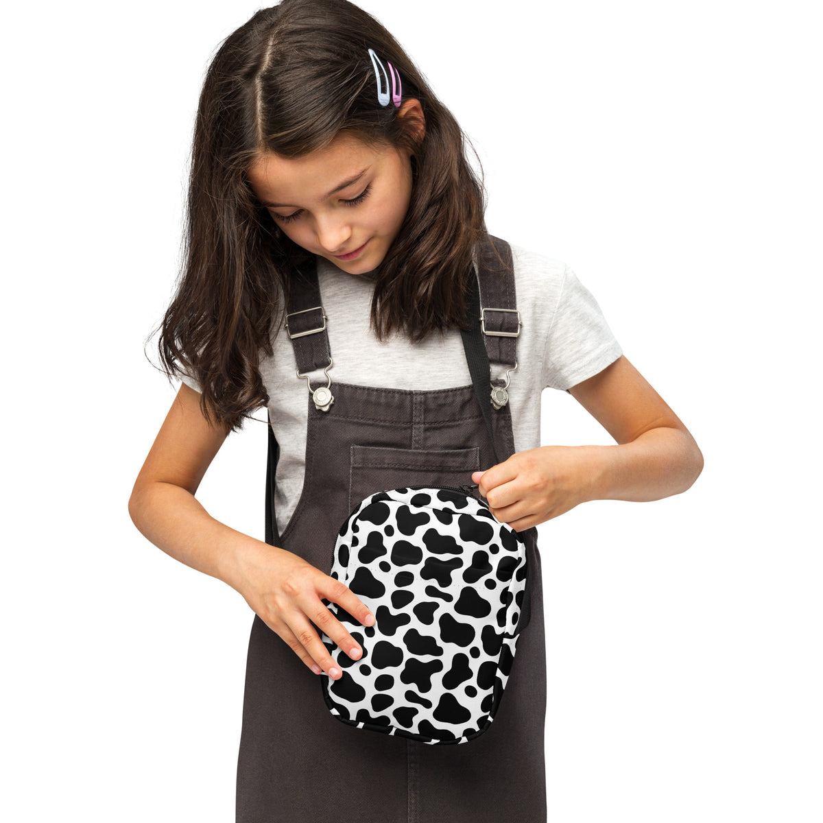 Girls Cow Print Crossbody Bag – Water Resistant Mini Purse With Adjustable Strap & Pockets