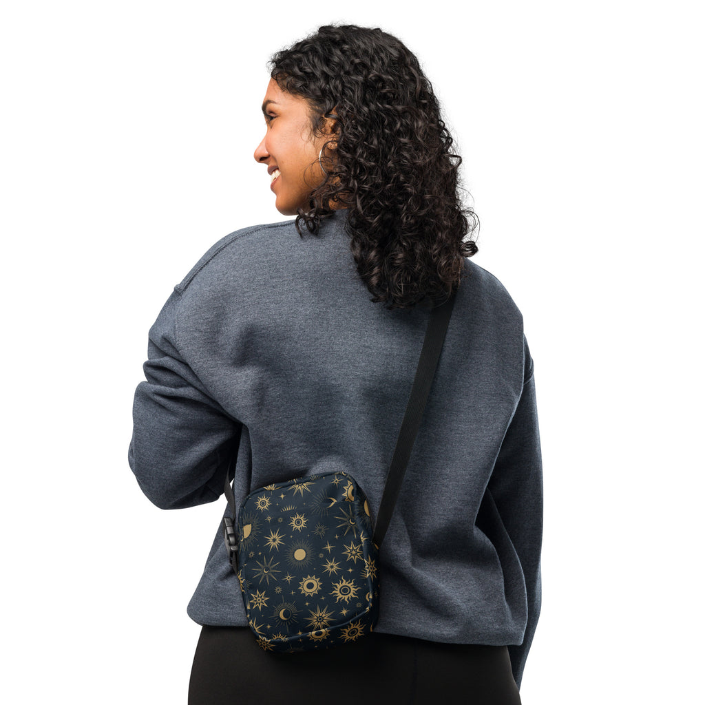 Celestial Sun & Moon Crossbody Bag – Water Resistant Mini Purse With Adjustable Strap & Pockets
