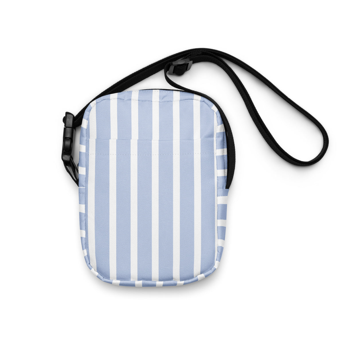 Light Blue Striped Crossbody Bag – Water Resistant Mini Purse With Adjustable Strap & Pockets