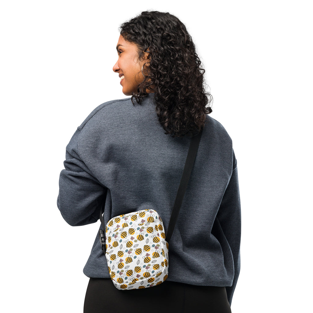 Floral Yellow Bumblebee Crossbody Bag – Water Resistant Mini Purse With Adjustable Strap & Pockets