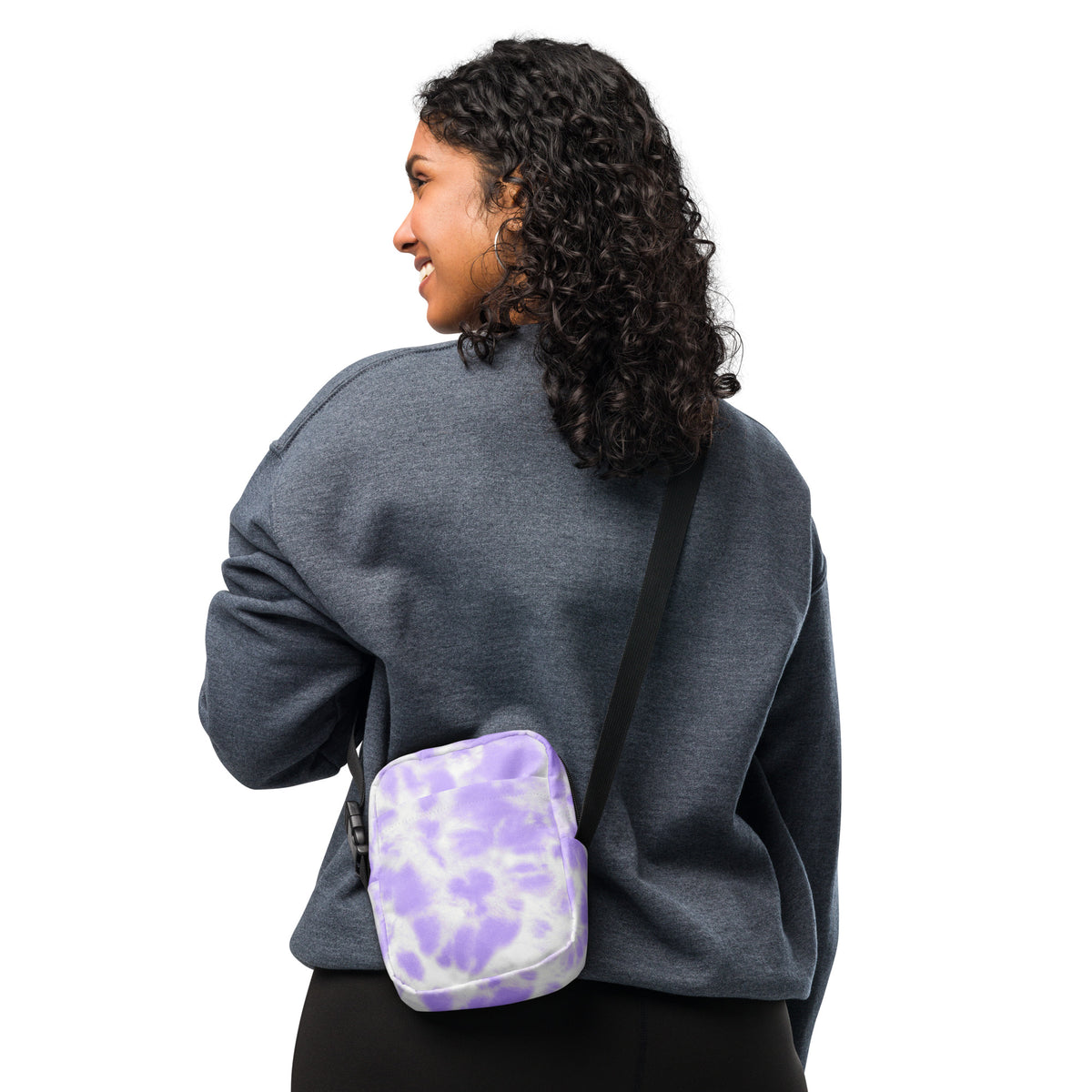 Purple Tie Dye Crossbody Bag – Water Resistant Mini Purse With Adjustable Strap & Pockets