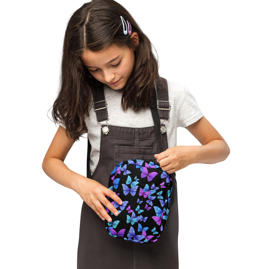 Girls Vibrant Butterfly Crossbody Bag – Water Resistant Mini Purse With Adjustable Strap & Pockets