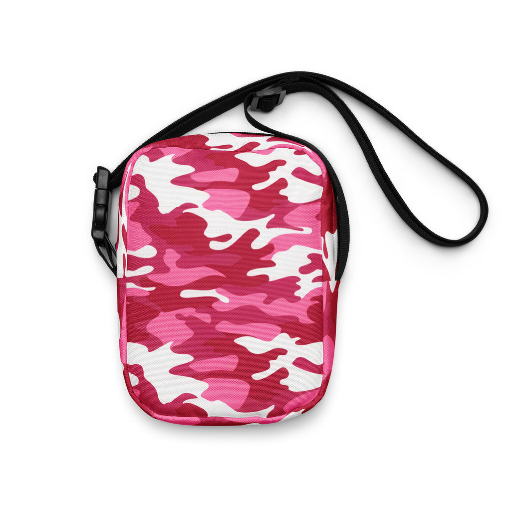 Bright Pink Camouflage Crossbody Bag – Water Resistant Mini Purse With Adjustable Strap & Pockets