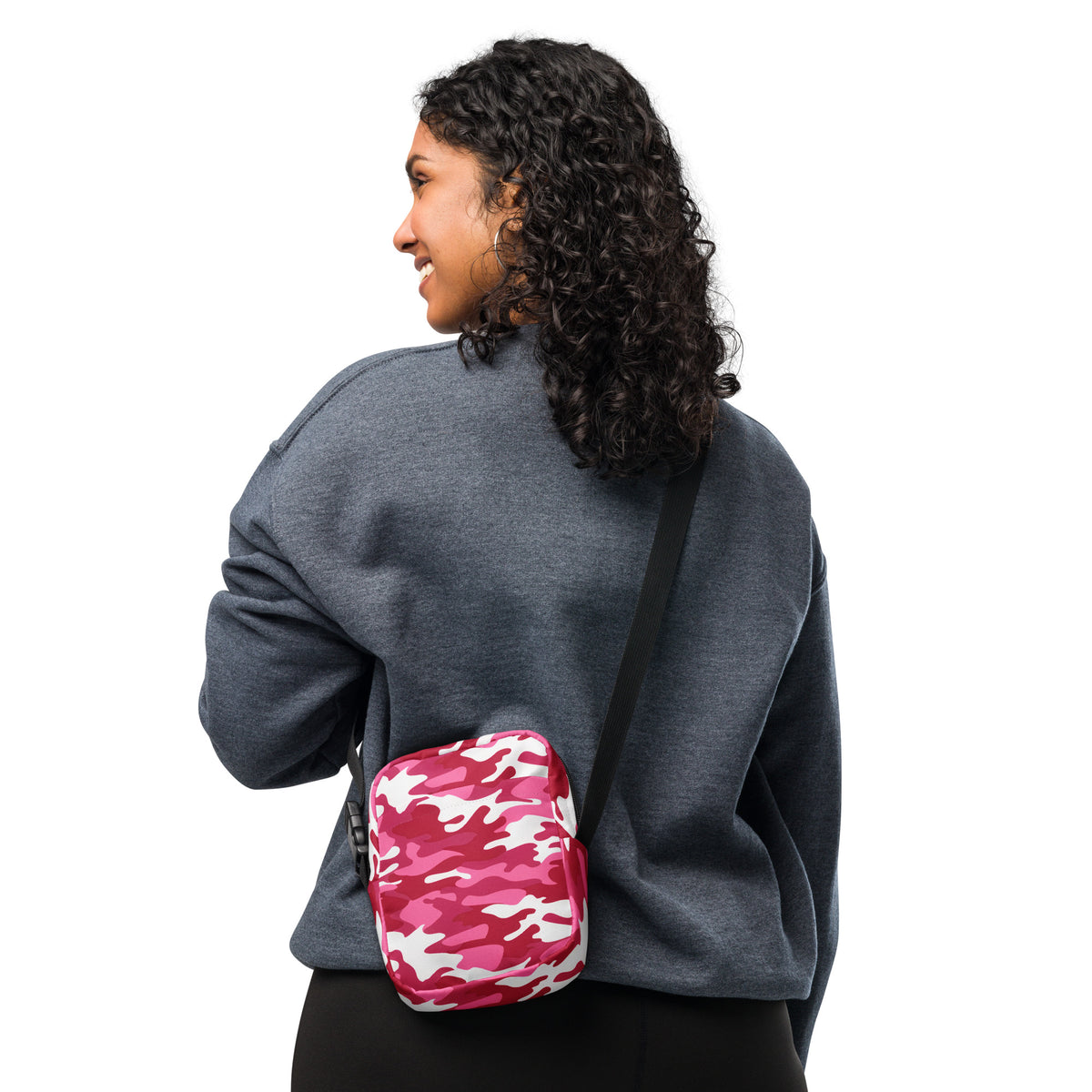 Bright Pink Camouflage Crossbody Bag – Water Resistant Mini Purse With Adjustable Strap & Pockets