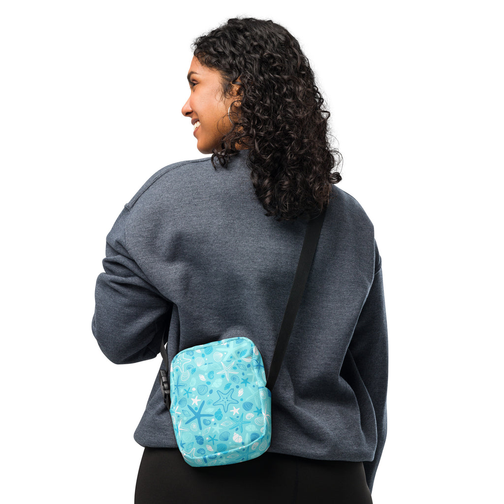 Starfish & Shells Crossbody Bag – Water Resistant Mini Purse With Adjustable Strap & Pockets