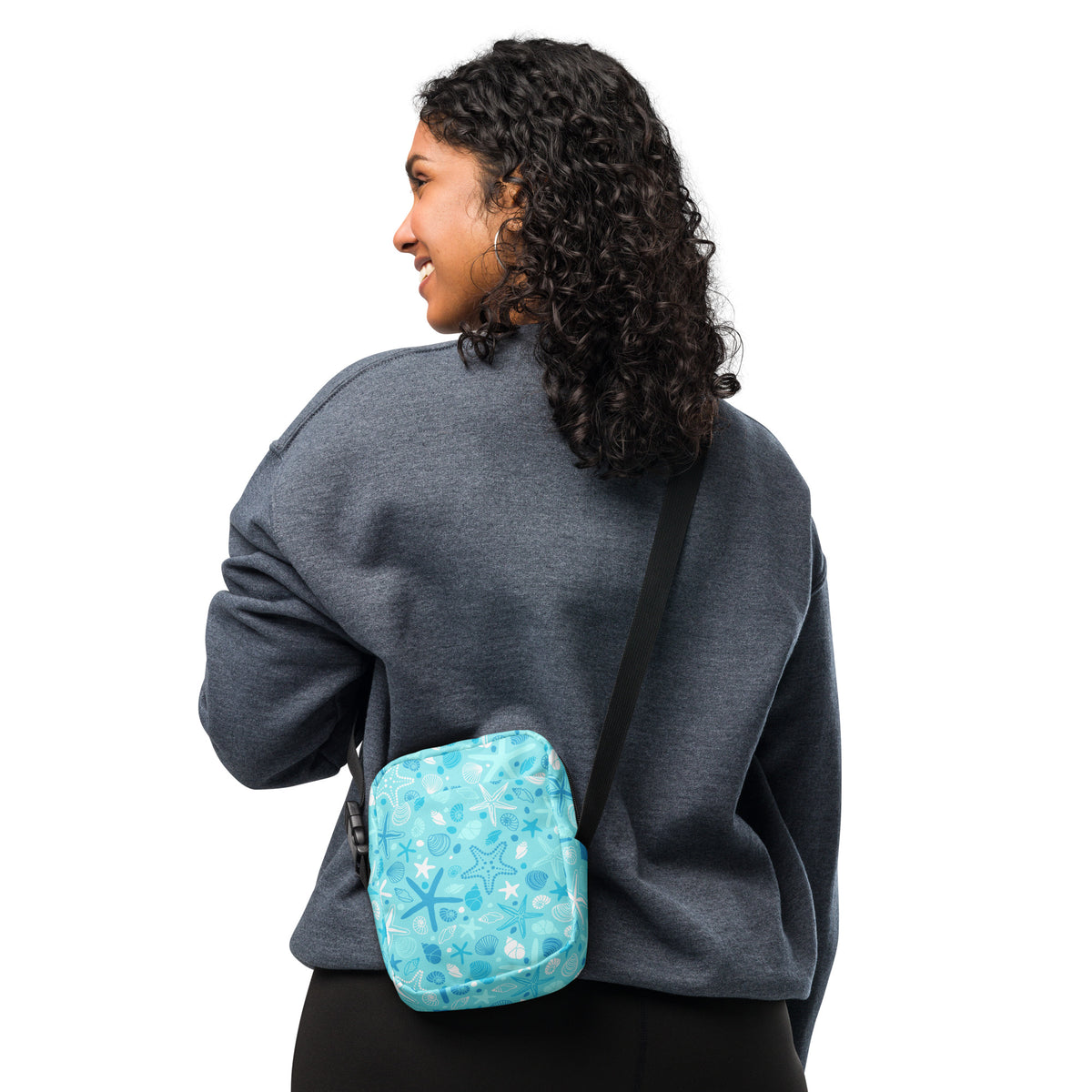 Starfish & Shells Crossbody Bag – Water Resistant Mini Purse With Adjustable Strap & Pockets