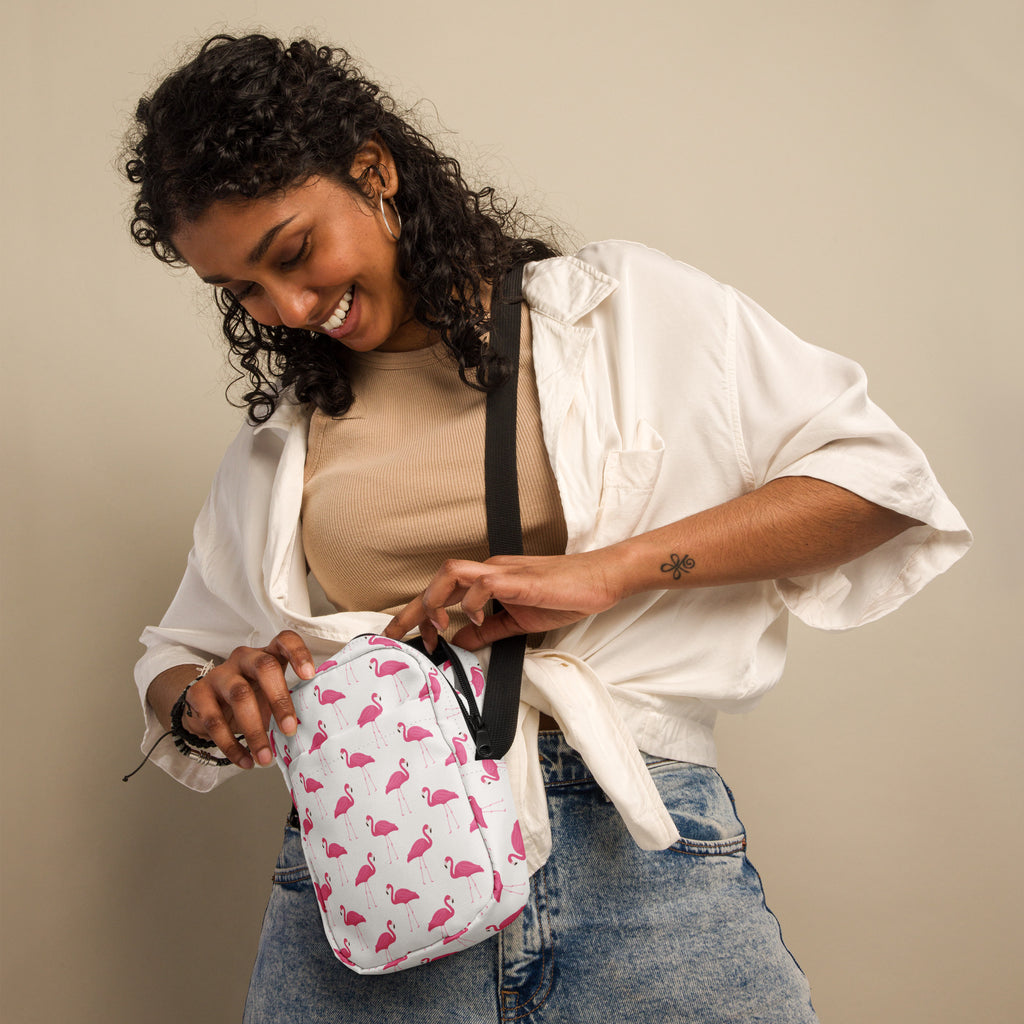 Pink Flamingo Crossbody Bag – Water Resistant Mini Purse With Adjustable Strap & Pockets
