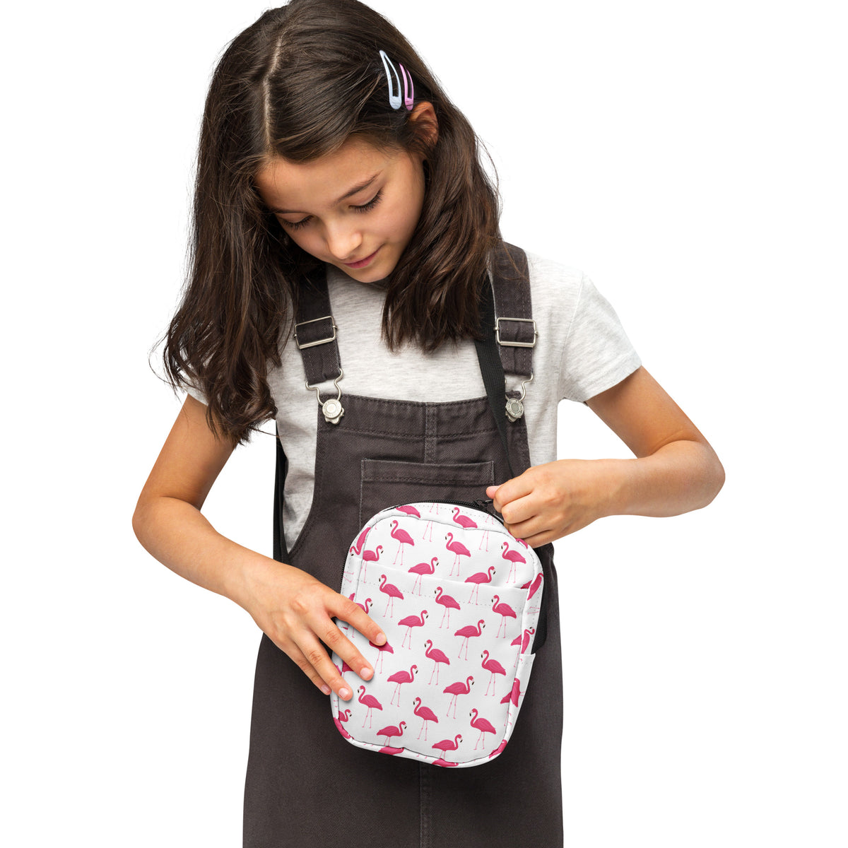 Girls Pink Flamingo Crossbody Bag – Water Resistant Mini Purse With Adjustable Strap & Pockets