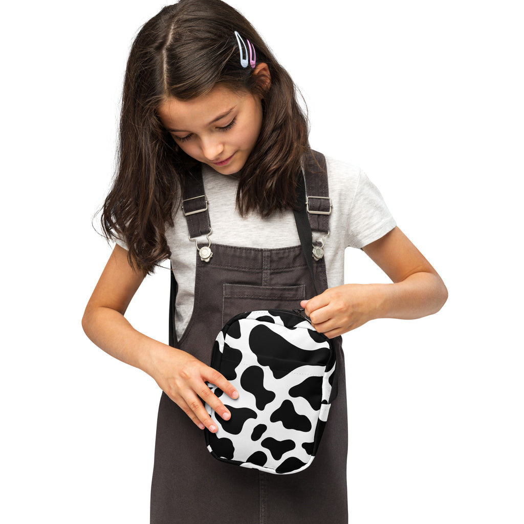 Girls Cow Print Crossbody Bag – Water Resistant Mini Purse With Adjustable Strap & Pockets