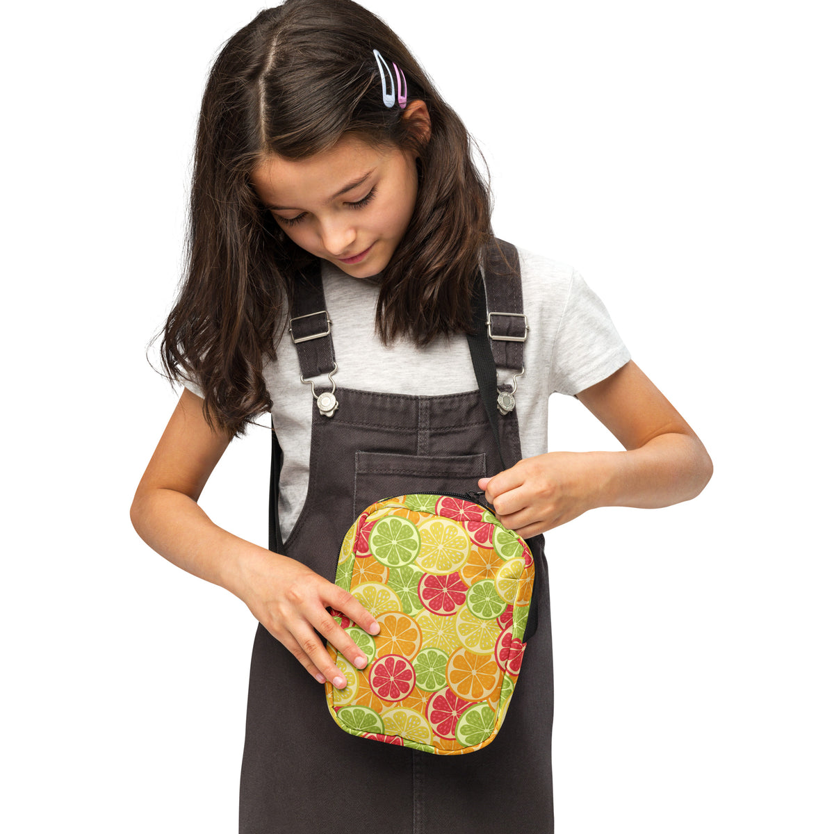 Girls Citrus Fruit Slices Crossbody Bag – Water Resistant Mini Purse With Adjustable Strap & Pockets