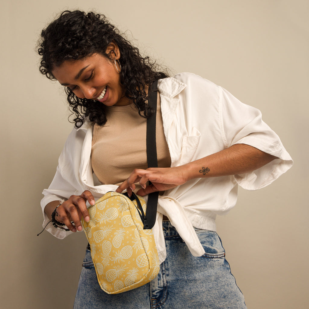 Pineapple Crossbody Bag – Water Resistant Mini Purse With Adjustable Strap & Pockets
