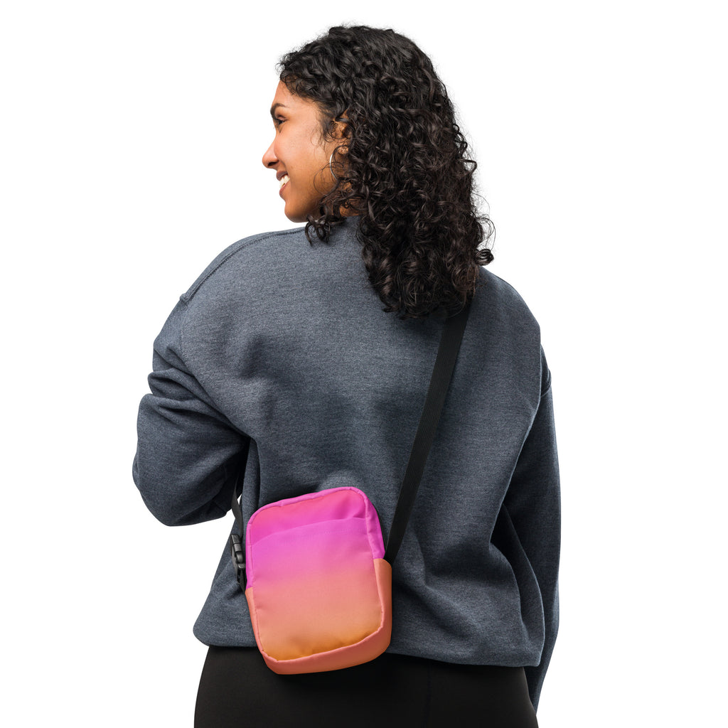 Sunset Ombre Crossbody Bag – Water Resistant Mini Purse With Adjustable Strap & Pockets