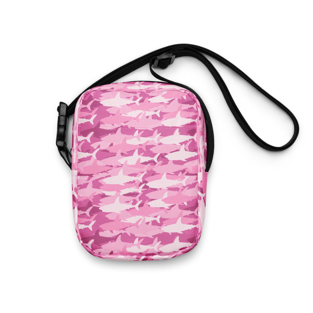 Girls Pink Shark Camouflage Crossbody Bag – Water Resistant Mini Purse With Adjustable Strap & Pockets