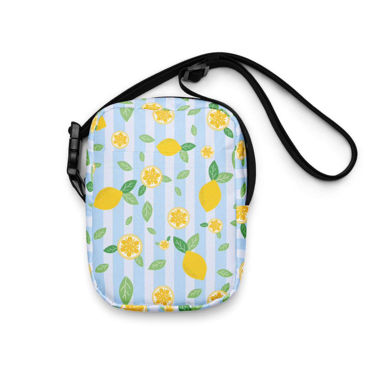 Girls Lemon Stripe Crossbody Bag – Water Resistant Mini Purse With Adjustable Strap & Pockets