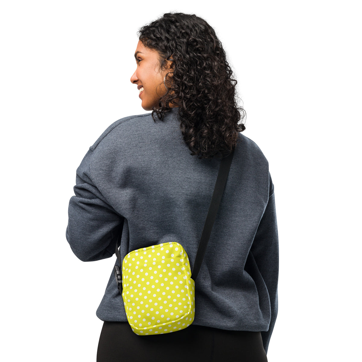 Yellow Polka Dot Crossbody Bag – Water Resistant Mini Purse With Adjustable Strap & Pockets