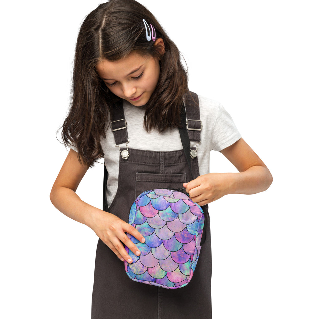 Girls Pastel Mermaid Crossbody Bag – Water Resistant Mini Purse With Adjustable Strap & Pockets