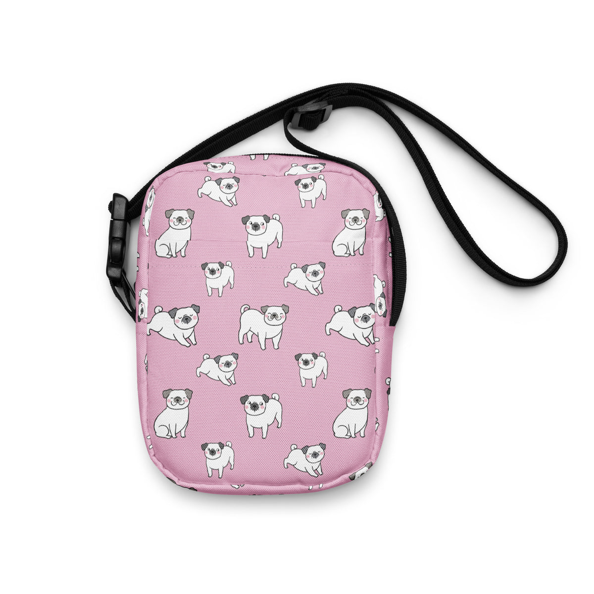Pink Pug Crossbody Bag – Water Resistant Mini Purse With Adjustable Strap & Pockets