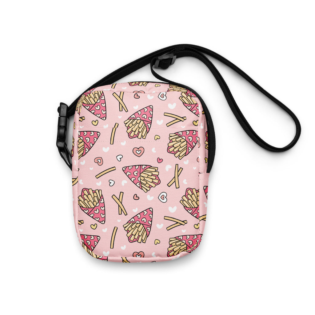 Pink French Fries Crossbody Bag – Water Resistant Mini Purse With Adjustable Strap & Pockets