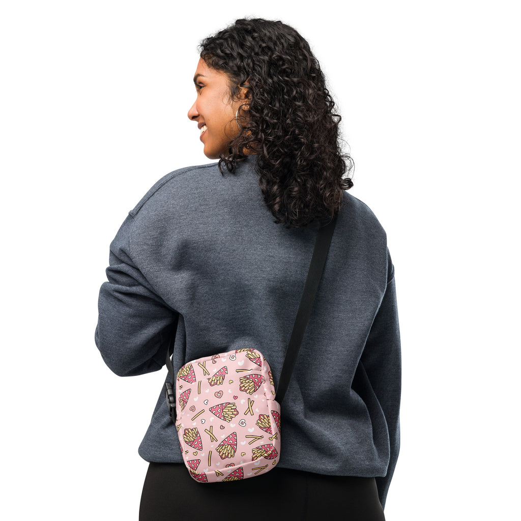 Pink French Fries Crossbody Bag – Water Resistant Mini Purse With Adjustable Strap & Pockets