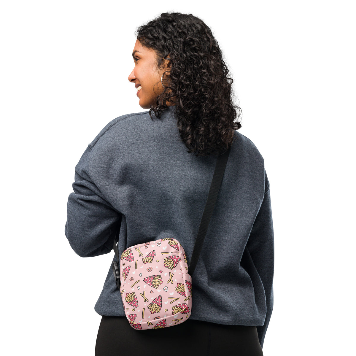 Pink French Fries Crossbody Bag – Water Resistant Mini Purse With Adjustable Strap & Pockets