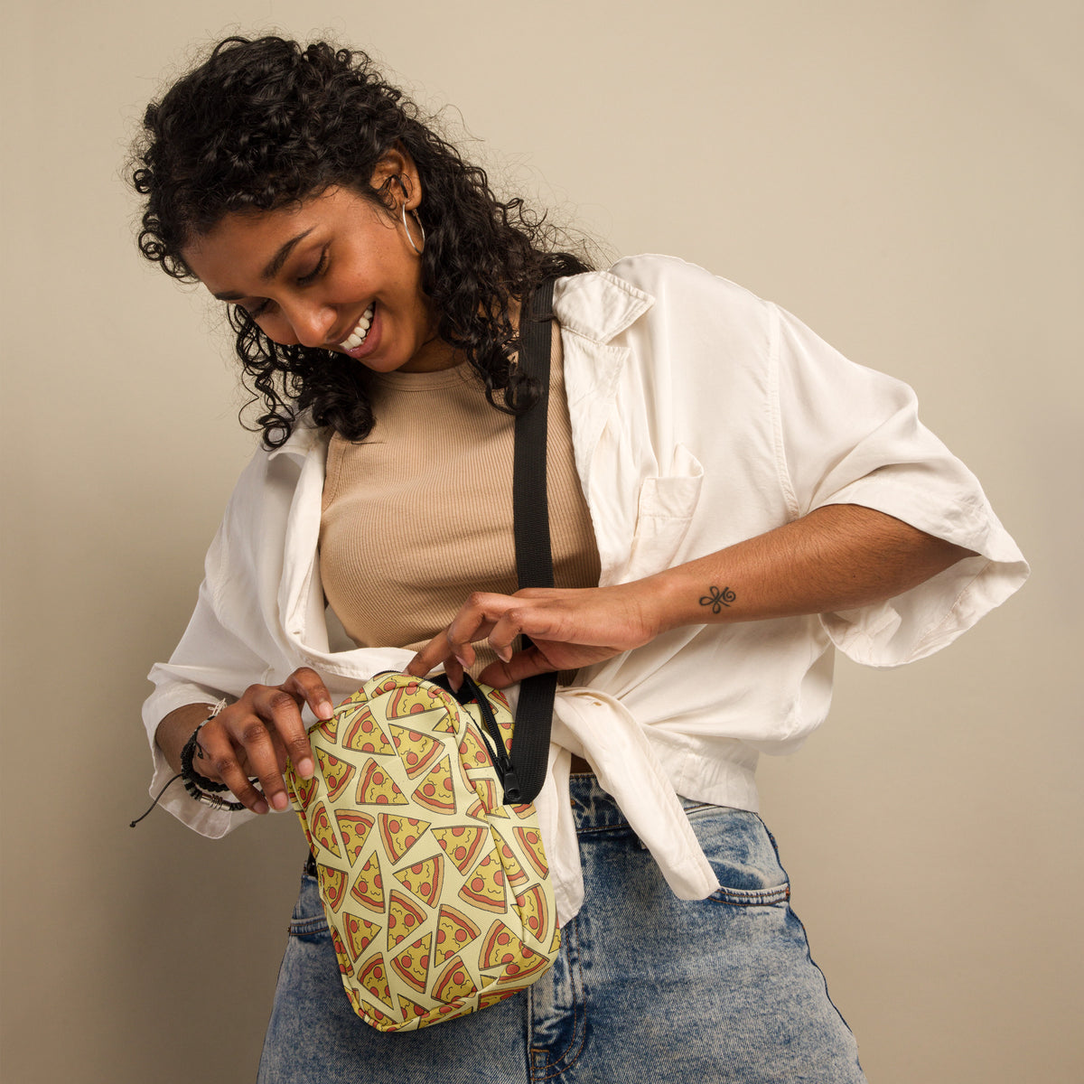 Pizza Slice Crossbody Bag – Water Resistant Mini Purse With Adjustable Strap & Pockets