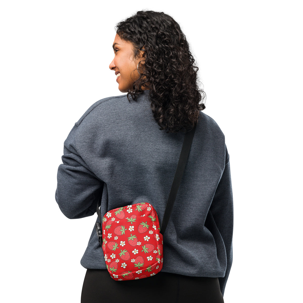 Floral Strawberry Crossbody Bag – Water Resistant Mini Purse With Adjustable Strap & Pockets