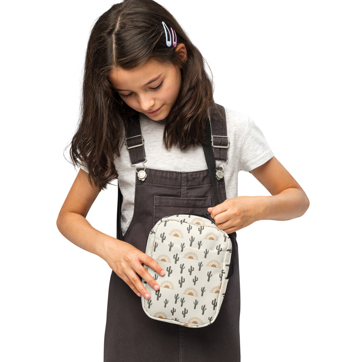 Girls Desert Cactus Sunrise Crossbody Bag – Water Resistant Mini Purse With Adjustable Strap & Pockets