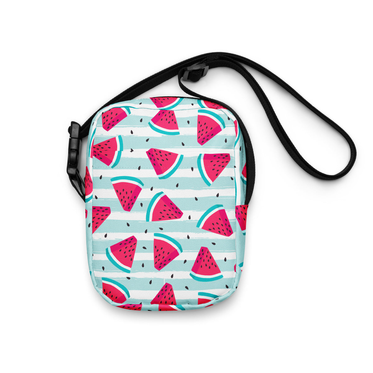 Watermelon Stripe Crossbody Bag – Water Resistant Mini Purse With Adjustable Strap & Pockets
