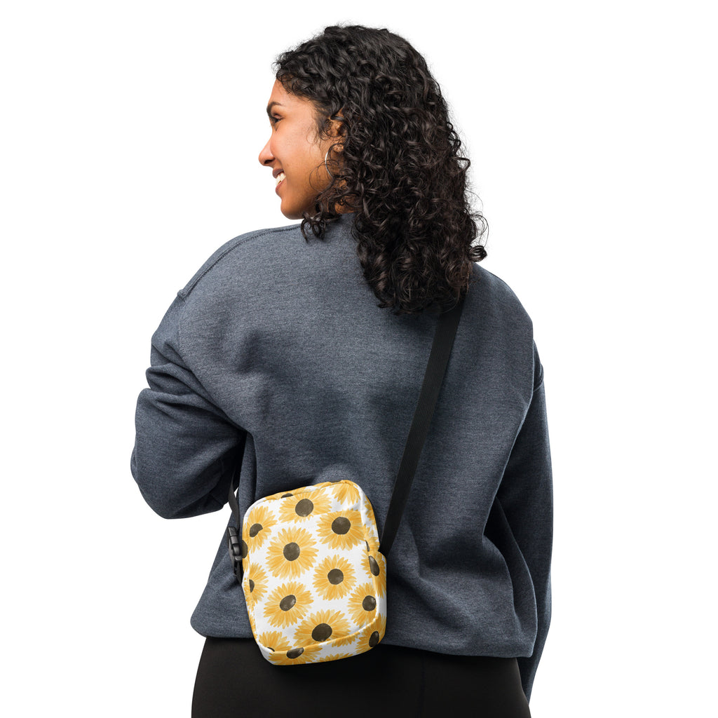Watercolor Sunflower Crossbody Bag – Water Resistant Mini Purse With Adjustable Strap & Pockets